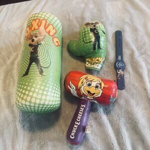 Chuck E Cheese Plush Hammer Boxing glove Punching bag toy Lot Henny Penny